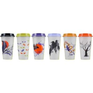 Starbucks Fall 2022 Reusable Plastic‎ Hot Cups with Lids Glow in the Dark